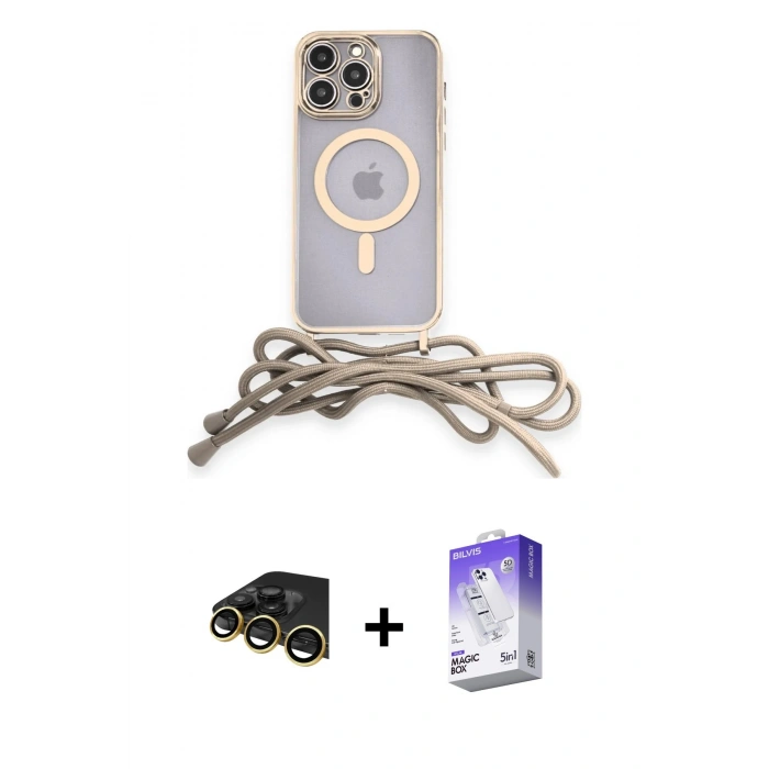 MARSİLYAN™- iPhone 13 Pro Max Kılıf Eksen Özel Seri - Siyah Bilvis 5in1 3D Magic Cam Ekran Koruyucu + Raze Metal Kamera Lens - GD