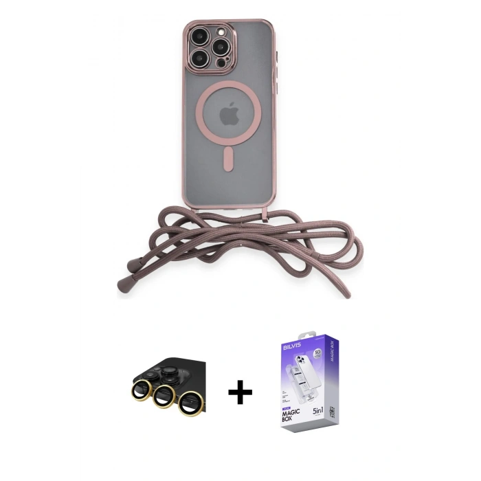 MARSİLYAN™- iPhone 13 Pro Max Kılıf Eksen Özel Seri - Siyah Bilvis 5in1 3D Magic Cam Ekran Koruyucu + Raze Metal Kamera Lens - GD