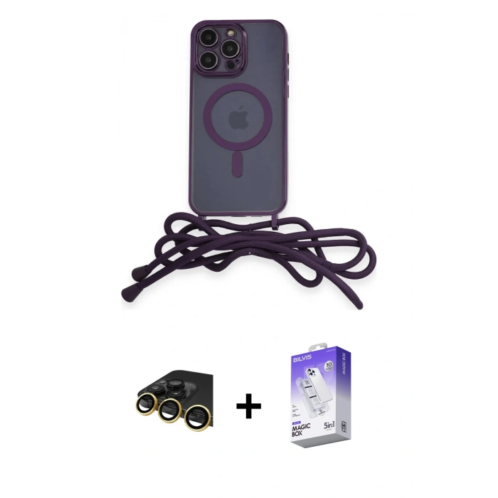 MARSİLYAN™- iPhone 13 Pro Max Kılıf Eksen Özel Seri - Siyah Bilvis 5in1 3D Magic Cam Ekran Koruyucu + Raze Metal Kamera Lens - GD