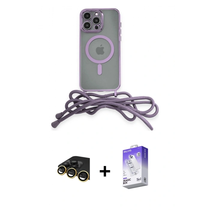 MARSİLYAN™- iPhone 13 Pro Max Kılıf Eksen Özel Seri - Siyah Bilvis 5in1 3D Magic Cam Ekran Koruyucu + Raze Metal Kamera Lens - GD