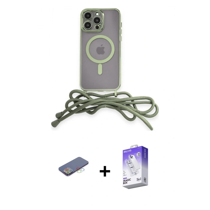 MARSİLYAN™- iPhone 13 Pro Max Kılıf Eksen Özel Seri - Siyah Bilvis 5in1 3D Magic Cam Ekran Koruyucu + Renkli Kamera Lens Koruma Cam - MI