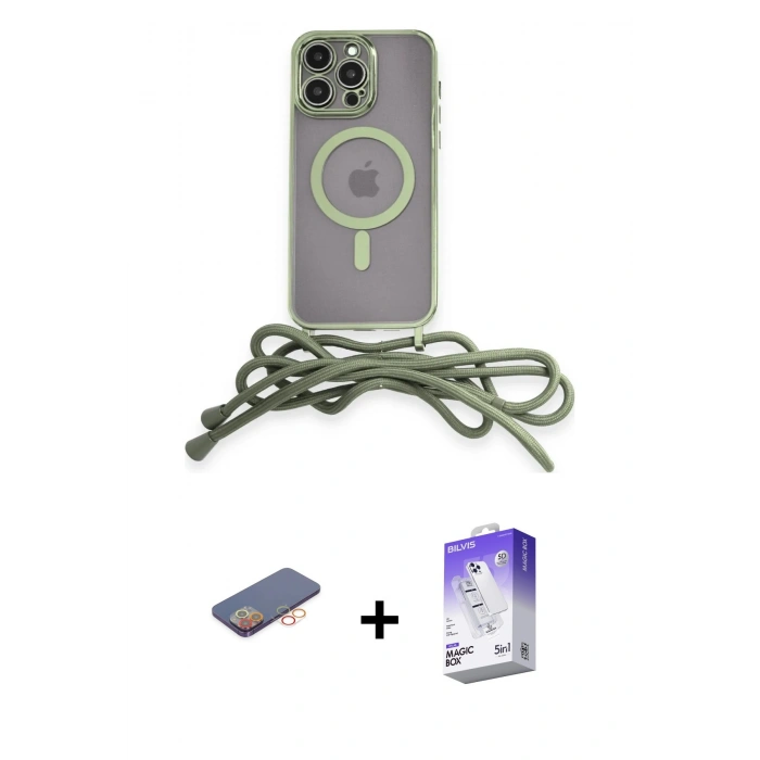 MARSİLYAN™- iPhone 13 Pro Max Kılıf Eksen Özel Seri - Siyah Bilvis 5in1 3D Magic Cam Ekran Koruyucu + Renkli Kamera Lens Koruma Cam - TU