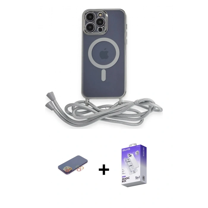 MARSİLYAN™- iPhone 13 Pro Max Kılıf Eksen Özel Seri - Siyah Bilvis 5in1 3D Magic Cam Ekran Koruyucu + Renkli Kamera Lens Koruma Cam - TU