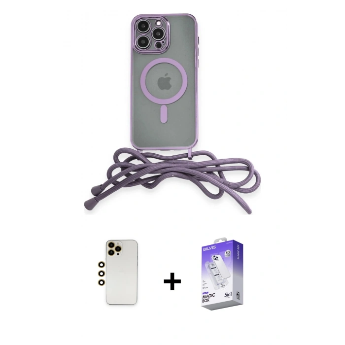 MARSİLYAN™- iPhone 13 Pro Max Kılıf Eksen Özel Seri - Siyah Bilvis 5in1 3D Magic Cam Ekran Koruyucu + Shine Kamera Lens - GD