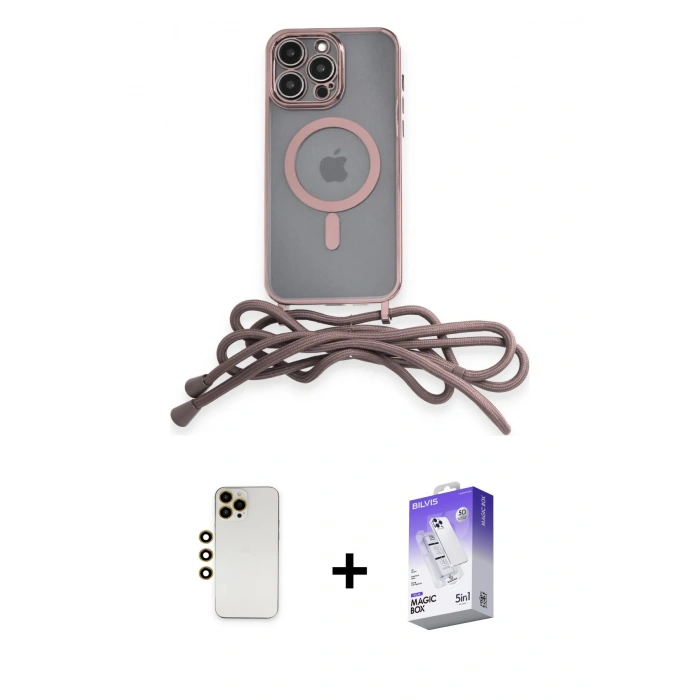 MARSİLYAN™- iPhone 13 Pro Max Kılıf Eksen Özel Seri - Siyah Bilvis 5in1 3D Magic Cam Ekran Koruyucu + Shine Kamera Lens - GD