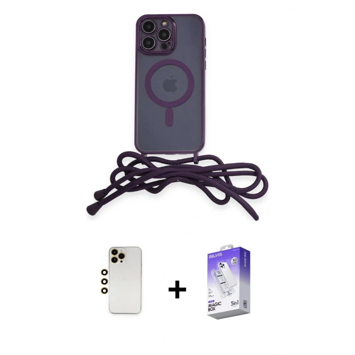MARSİLYAN™- iPhone 13 Pro Max Kılıf Eksen Özel Seri - Siyah Bilvis 5in1 3D Magic Cam Ekran Koruyucu + Shine Kamera Lens - GD