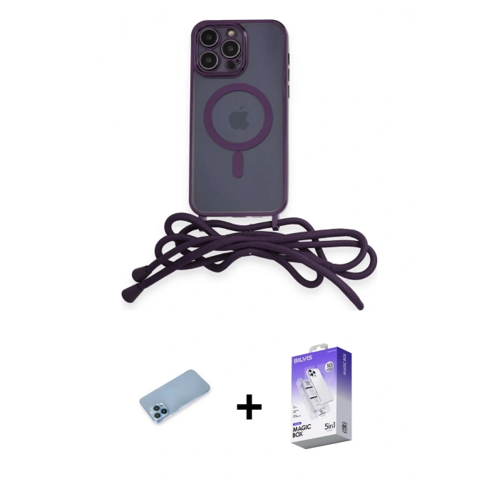 MARSİLYAN™- iPhone 13 Pro Max Kılıf Eksen Özel Seri - Siyah Bilvis 5in1 3D Magic Cam Ekran Koruyucu + Shine Kamera Lens Koruma Cam - MI