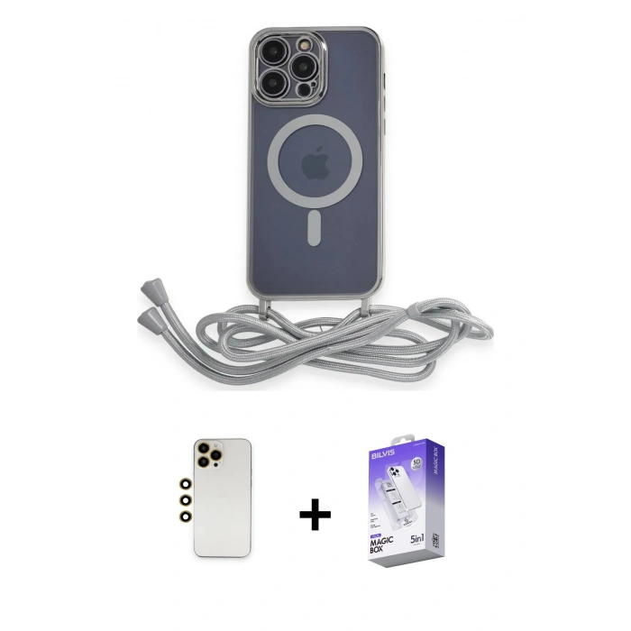 MARSİLYAN™- iPhone 13 Pro Max Kılıf Eksen Özel Seri - Siyah Bilvis 5in1 3D Magic Cam Ekran Koruyucu + Shine Kamera Lens - GD