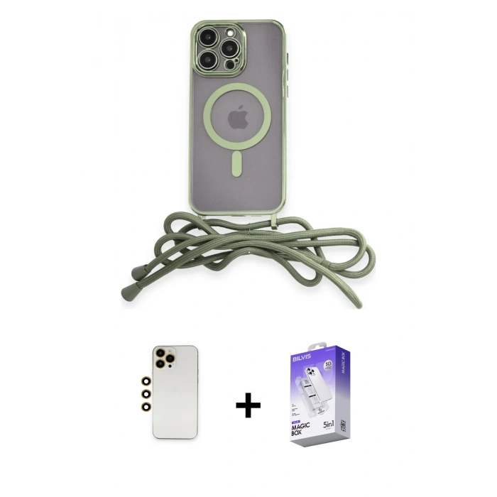MARSİLYAN™- iPhone 13 Pro Max Kılıf Eksen Özel Seri - Siyah Bilvis 5in1 3D Magic Cam Ekran Koruyucu + Shine Kamera Lens - GD