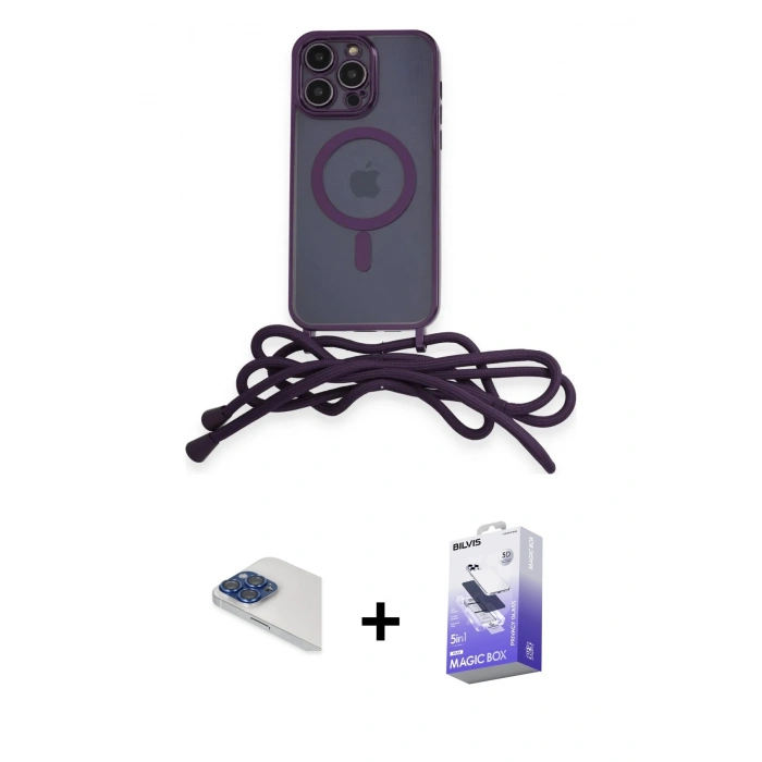 MARSİLYAN™- iPhone 13 Pro Max Kılıf Eksen Özel Seri - Siyah Bilvis 5in1 5D Magic Hayalet Cam Ekran Koruyucu + Pers Alüminyum Kamera Lens - LT