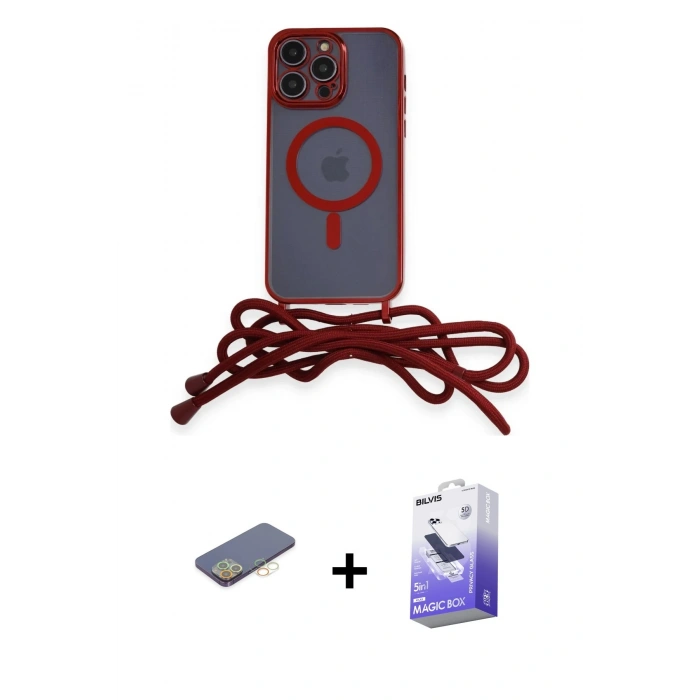 MARSİLYAN™- iPhone 13 Pro Max Kılıf Eksen Özel Seri - Siyah Bilvis 5in1 5D Magic Hayalet Cam Ekran Koruyucu + Renkli Kamera Lens Koruma Cam - SI