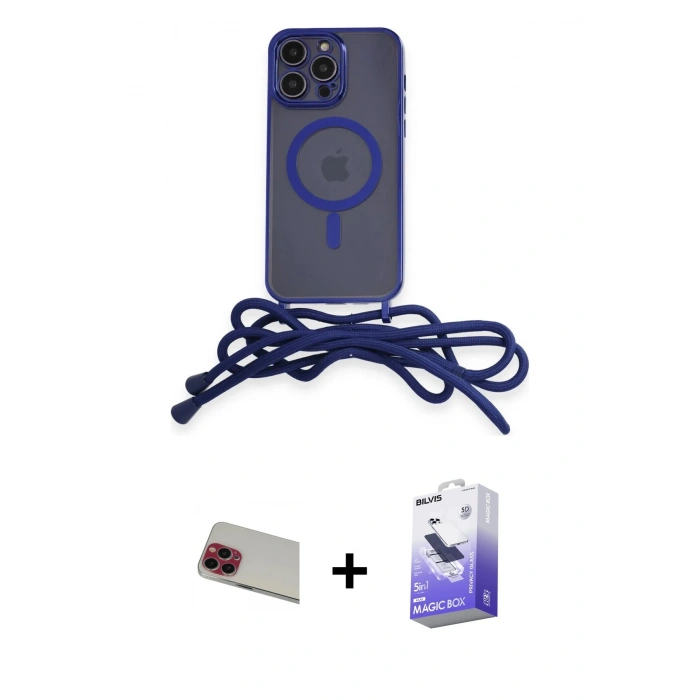 MARSİLYAN™- iPhone 13 Pro Max Kılıf Eksen Özel Seri - Siyah Bilvis 5in1 5D Magic Hayalet Cam Ekran Koruyucu + Rainbow Kamera Lens Koruma Cam - KI