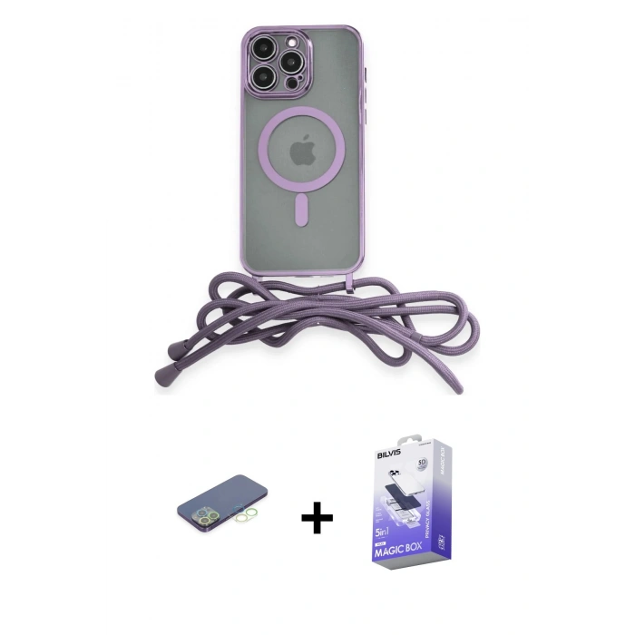 MARSİLYAN™- iPhone 13 Pro Max Kılıf Eksen Özel Seri - Siyah Bilvis 5in1 5D Magic Hayalet Cam Ekran Koruyucu + Renkli Kamera Lens Koruma Cam - YL