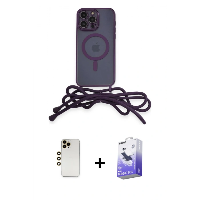 MARSİLYAN™- iPhone 13 Pro Max Kılıf Eksen Özel Seri - Siyah Bilvis 5in1 5D Magic Hayalet Cam Ekran Koruyucu + Shine Kamera Lens - GD
