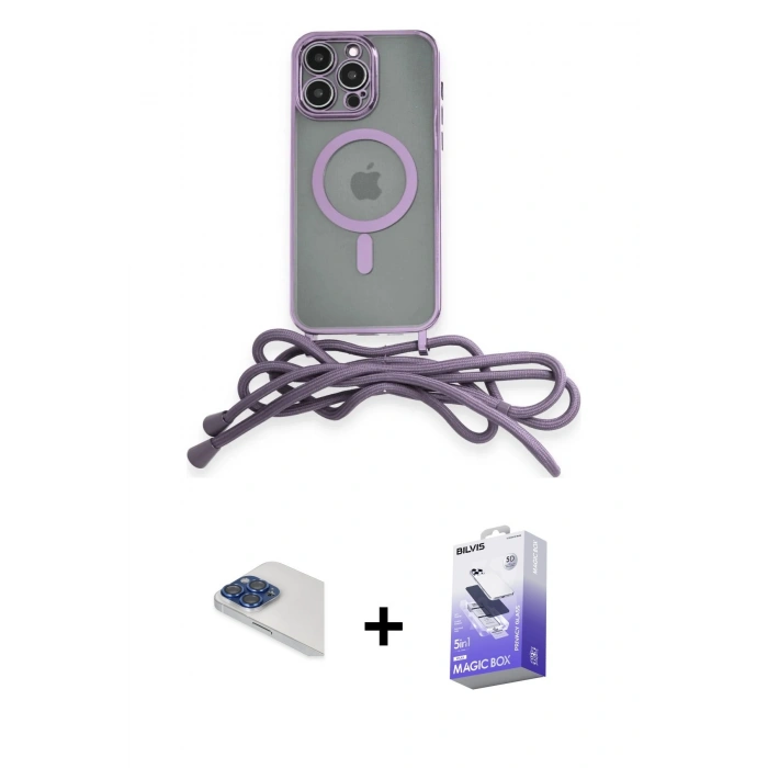 MARSİLYAN™- iPhone 13 Pro Max Kılıf Eksen Özel Seri - Siyah Bilvis 5in1 5D Magic Hayalet Cam Ekran Koruyucu + Pers Alüminyum Kamera Lens - LT