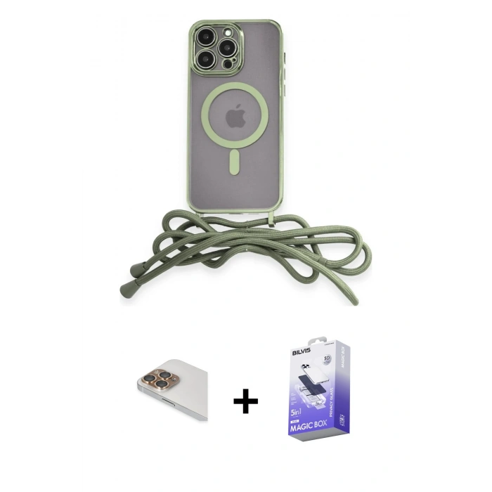 MARSİLYAN™- iPhone 13 Pro Max Kılıf Eksen Özel Seri - Siyah Bilvis 5in1 5D Magic Hayalet Cam Ekran Koruyucu + Gold Pers Alüminyum Kamera Lens