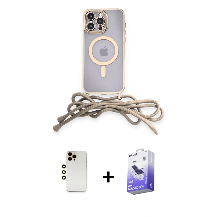 MARSİLYAN™- iPhone 13 Pro Max Kılıf Eksen Özel Seri - Siyah Bilvis 5in1 5D Magic Hayalet Cam Ekran Koruyucu + Shine Kamera Lens - GD