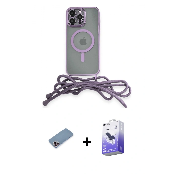 MARSİLYAN™- iPhone 13 Pro Max Kılıf Eksen Özel Seri - Siyah Bilvis 5in1 5D Magic Hayalet Cam Ekran Koruyucu + Shine Kamera Lens Koruma Cam - PE