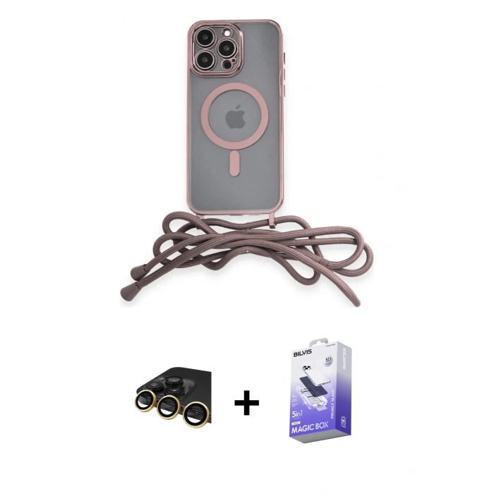 MARSİLYAN™- iPhone 13 Pro Max Kılıf Eksen Özel Seri - Siyah Bilvis 5in1 5D Magic Hayalet Cam Ekran Koruyucu + Raze Metal Kamera Lens - GD
