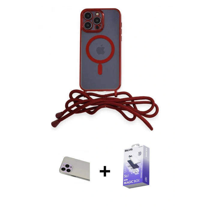 MARSİLYAN™- iPhone 13 Pro Max Kılıf Eksen Özel Seri - Siyah Bilvis 5in1 5D Magic Hayalet Cam Ekran Koruyucu + Rainbow Kamera Lens Koruma Cam - MR