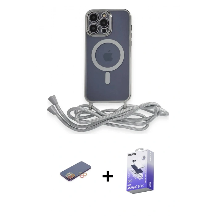 MARSİLYAN™- iPhone 13 Pro Max Kılıf Eksen Özel Seri - Siyah Bilvis 5in1 5D Magic Hayalet Cam Ekran Koruyucu + Renkli Kamera Lens Koruma Cam - TU