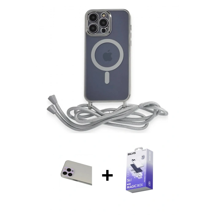 MARSİLYAN™- iPhone 13 Pro Max Kılıf Eksen Özel Seri - Siyah Bilvis 5in1 5D Magic Hayalet Cam Ekran Koruyucu + Rainbow Kamera Lens Koruma Cam - MR