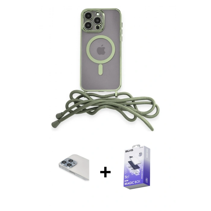 MARSİLYAN™- iPhone 13 Pro Max Kılıf Eksen Özel Seri - Siyah Bilvis 5in1 5D Magic Hayalet Cam Ekran Koruyucu + Pers Alüminyum Kamera Lens - SABE