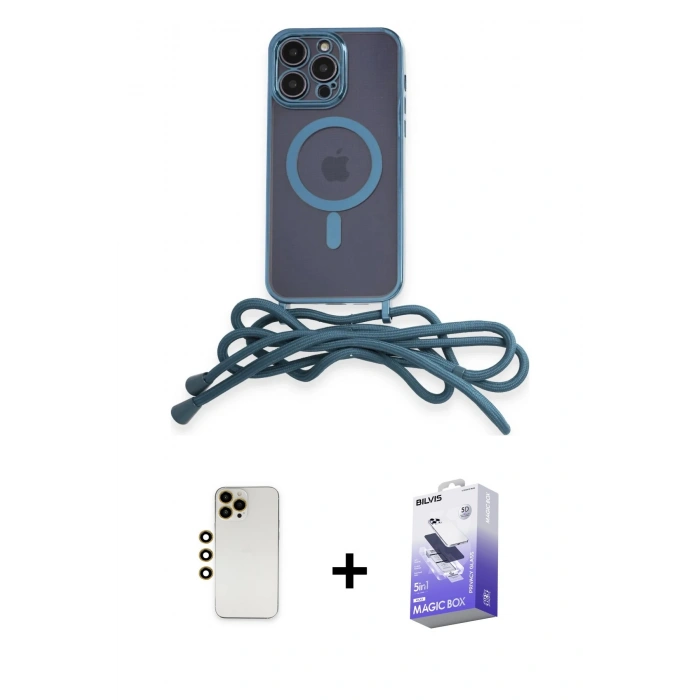 MARSİLYAN™- iPhone 13 Pro Max Kılıf Eksen Özel Seri - Siyah Bilvis 5in1 5D Magic Hayalet Cam Ekran Koruyucu + Shine Kamera Lens - GD
