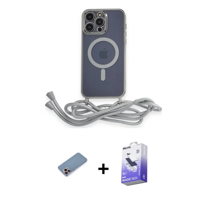 MARSİLYAN™- iPhone 13 Pro Max Kılıf Eksen Özel Seri - Siyah Bilvis 5in1 5D Magic Hayalet Cam Ekran Koruyucu + Shine Kamera Lens Koruma Cam - PE