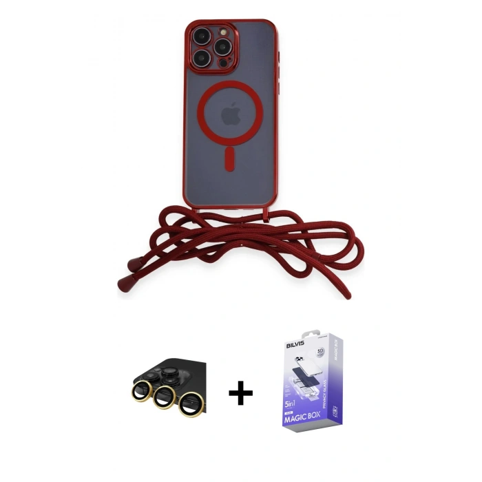 MARSİLYAN™- iPhone 13 Pro Max Kılıf Eksen Özel Seri - Siyah Bilvis 5in1 5D Magic Hayalet Cam Ekran Koruyucu + Raze Metal Kamera Lens - GD