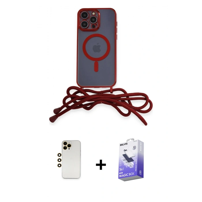 MARSİLYAN™- iPhone 13 Pro Max Kılıf Eksen Özel Seri - Siyah Bilvis 5in1 5D Magic Hayalet Cam Ekran Koruyucu + Shine Kamera Lens - GD