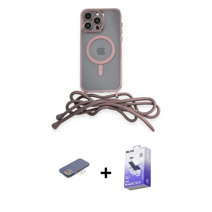 MARSİLYAN™- iPhone 13 Pro Max Kılıf Eksen Özel Seri - Siyah Bilvis 5in1 5D Magic Hayalet Cam Ekran Koruyucu + Mavi Renkli Kamera Lens Koruma Cam
