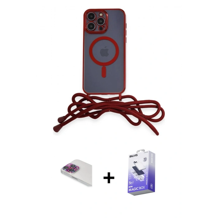 MARSİLYAN™- iPhone 13 Pro Max Kılıf Eksen Özel Seri - Siyah Bilvis 5in1 5D Magic Hayalet Cam Ekran Koruyucu + Pers Alüminyum Kamera Lens - GI