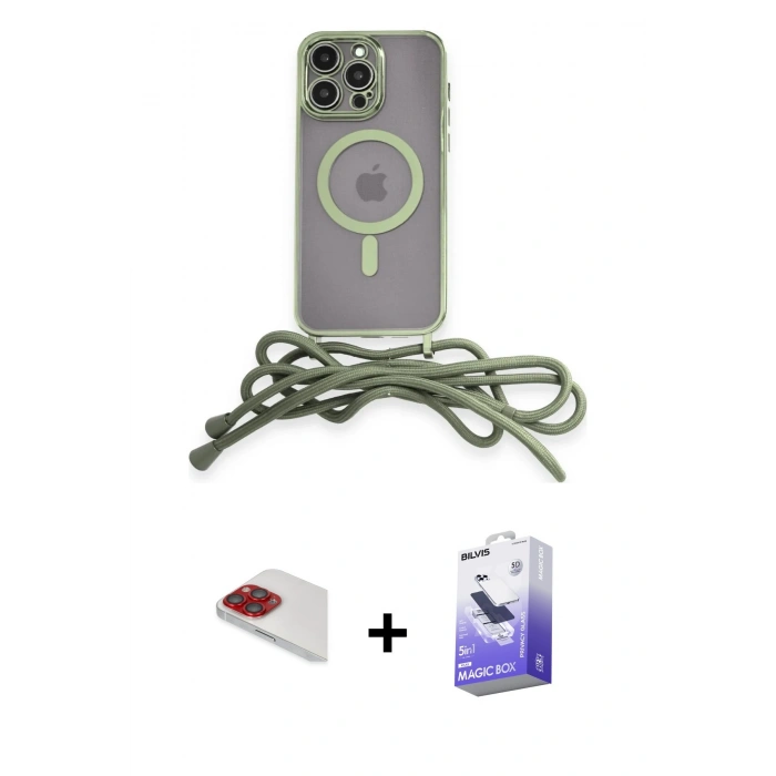 MARSİLYAN™- iPhone 13 Pro Max Kılıf Eksen Özel Seri - Siyah Bilvis 5in1 5D Magic Hayalet Cam Ekran Koruyucu + Kırmızı Pers Alüminyum Kamera Lens
