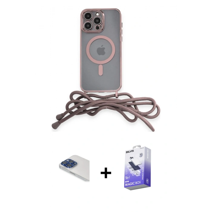 MARSİLYAN™- iPhone 13 Pro Max Kılıf Eksen Özel Seri - Siyah Bilvis 5in1 5D Magic Hayalet Cam Ekran Koruyucu + Pers Alüminyum Kamera Lens - LT