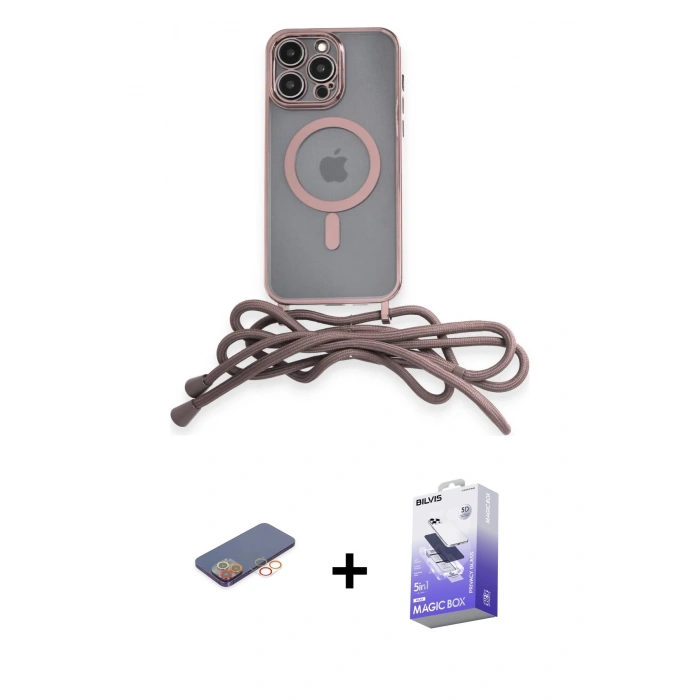 MARSİLYAN™- iPhone 13 Pro Max Kılıf Eksen Özel Seri - Siyah Bilvis 5in1 5D Magic Hayalet Cam Ekran Koruyucu + Renkli Kamera Lens Koruma Cam - TU