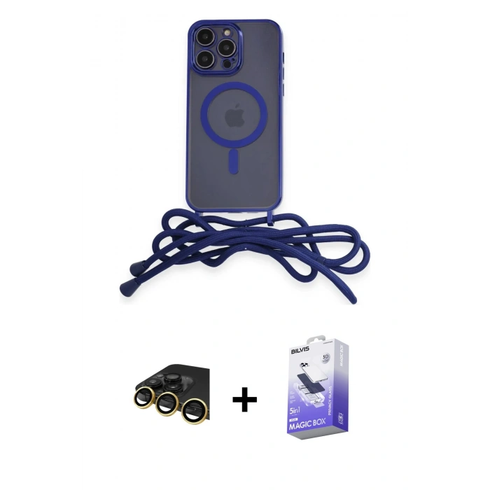 MARSİLYAN™- iPhone 13 Pro Max Kılıf Eksen Özel Seri - Siyah Bilvis 5in1 5D Magic Hayalet Cam Ekran Koruyucu + Raze Metal Kamera Lens - GD