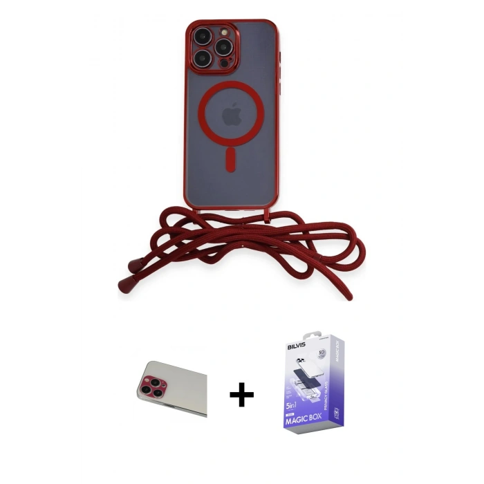 MARSİLYAN™- iPhone 13 Pro Max Kılıf Eksen Özel Seri - Siyah Bilvis 5in1 5D Magic Hayalet Cam Ekran Koruyucu + Rainbow Kamera Lens Koruma Cam - KI