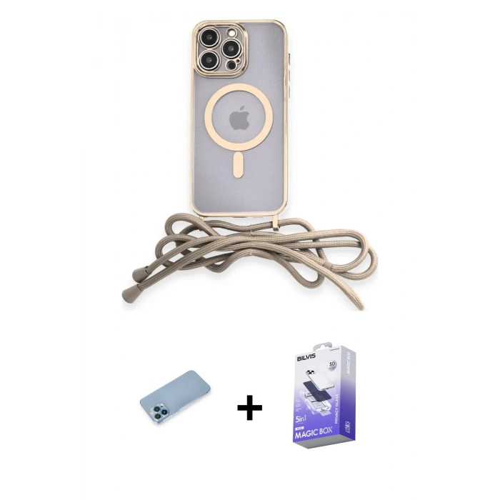 MARSİLYAN™- iPhone 13 Pro Max Kılıf Eksen Özel Seri - Siyah Bilvis 5in1 5D Magic Hayalet Cam Ekran Koruyucu + Shine Kamera Lens Koruma Cam - MI