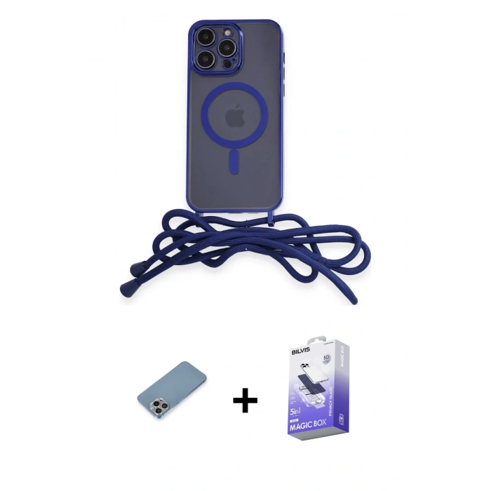 MARSİLYAN™- iPhone 13 Pro Max Kılıf Eksen Özel Seri - Siyah Bilvis 5in1 5D Magic Hayalet Cam Ekran Koruyucu + Gökkuşağı Shine Kamera Lens Koruma Cam