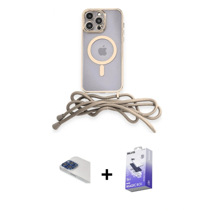 MARSİLYAN™- iPhone 13 Pro Max Kılıf Eksen Özel Seri - Siyah Bilvis 5in1 5D Magic Hayalet Cam Ekran Koruyucu + Pers Alüminyum Kamera Lens - LT