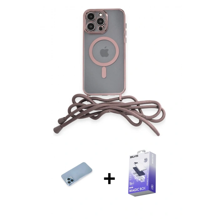 MARSİLYAN™- iPhone 13 Pro Max Kılıf Eksen Özel Seri - Siyah Bilvis 5in1 5D Magic Hayalet Cam Ekran Koruyucu + Shine Kamera Lens Koruma Cam - MI