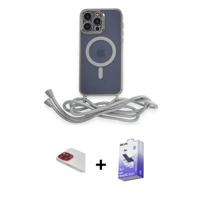 MARSİLYAN™- iPhone 13 Pro Max Kılıf Eksen Özel Seri - Siyah Bilvis 5in1 5D Magic Hayalet Cam Ekran Koruyucu + Kırmızı Pers Alüminyum Kamera Lens