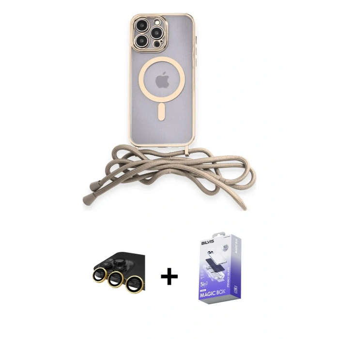 MARSİLYAN™- iPhone 13 Pro Max Kılıf Eksen Özel Seri - Siyah Bilvis 5in1 5D Magic Hayalet Cam Ekran Koruyucu + Raze Metal Kamera Lens - GD