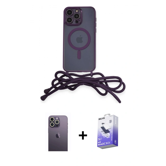 MARSİLYAN™- iPhone 13 Pro Max Kılıf Eksen Özel Seri - Siyah Bilvis 5in1 5D Magic Hayalet Cam Ekran Koruyucu + Neon Fosforlu Kamera Lens - BZ