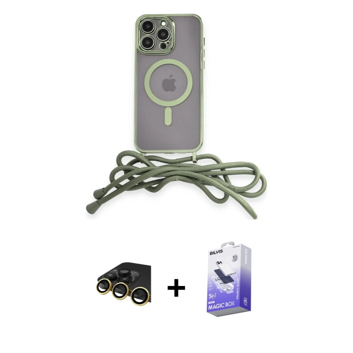MARSİLYAN™- iPhone 13 Pro Max Kılıf Eksen Özel Seri - Siyah Bilvis 5in1 5D Magic Hayalet Cam Ekran Koruyucu + Raze Metal Kamera Lens - GD