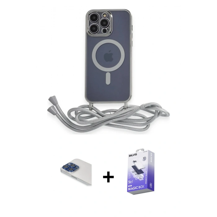MARSİLYAN™- iPhone 13 Pro Max Kılıf Eksen Özel Seri - Siyah Bilvis 5in1 5D Magic Hayalet Cam Ekran Koruyucu + Pers Alüminyum Kamera Lens - LT