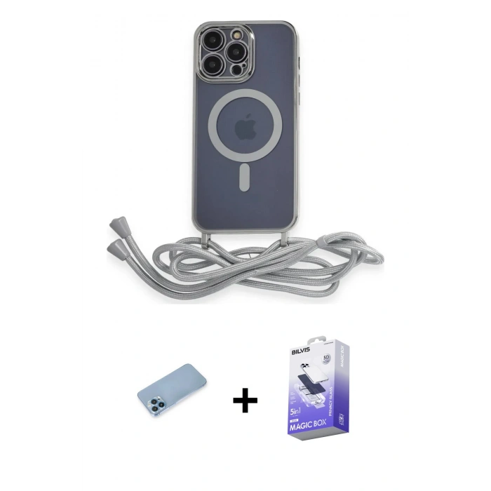 MARSİLYAN™- iPhone 13 Pro Max Kılıf Eksen Özel Seri - Siyah Bilvis 5in1 5D Magic Hayalet Cam Ekran Koruyucu + Shine Kamera Lens Koruma Cam - MI