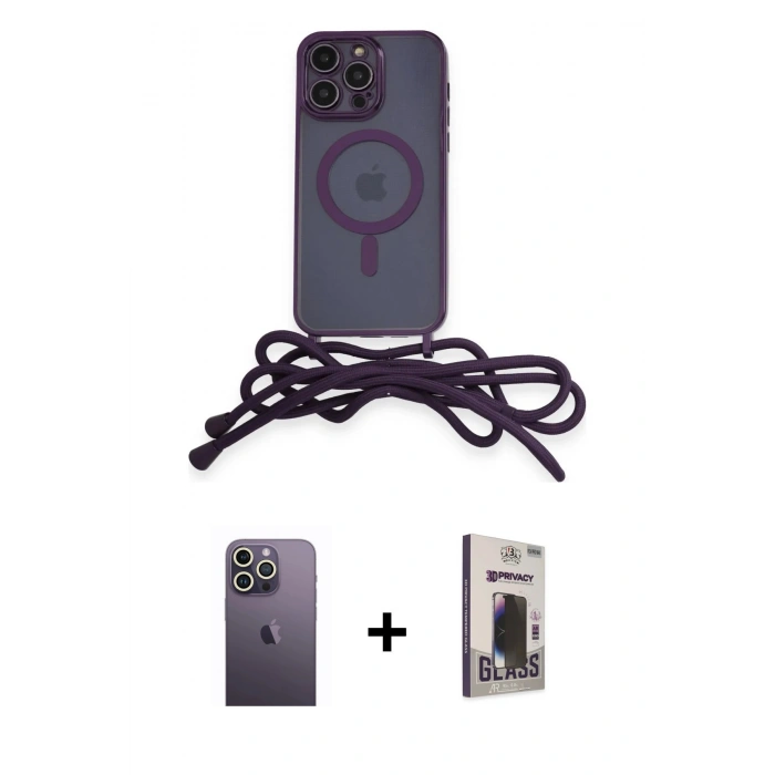 MARSİLYAN™- iPhone 13 Pro Max Kılıf Eksen Özel Seri - Siyah Bilvis Hayalet Cam Ekran Koruyucu + Neon Fosforlu Kamera Lens - BZ