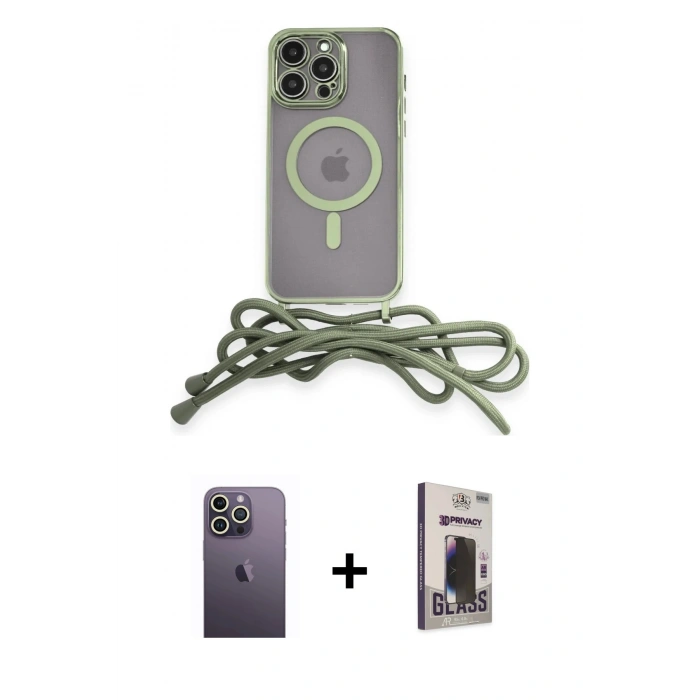 MARSİLYAN™- iPhone 13 Pro Max Kılıf Eksen Özel Seri - Siyah Bilvis Hayalet Cam Ekran Koruyucu + Neon Fosforlu Kamera Lens - BZ